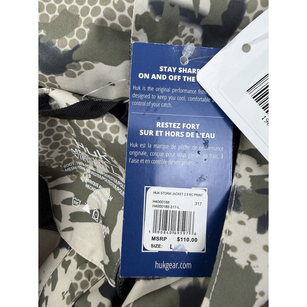NWT Huk Storm Jacket 2.0 Men’s Large KC Camo Waterproof Fishing Rain Coat - Picture 6 of 9